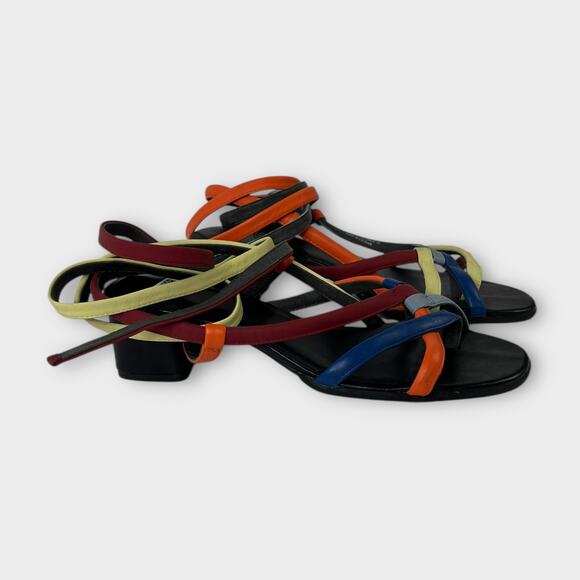 Camper Twins Lace-Up Multicolor Leather Strappy Sandals Size 38 - Picture 3 of 9